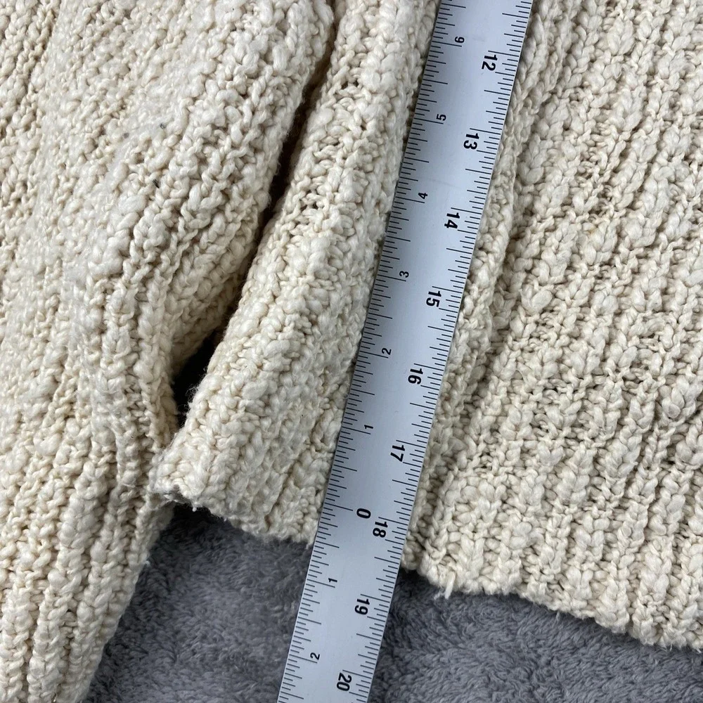 Free People‎ Knit Cropped Sweater Womens Size Small Beige Long Sleeve Pullover